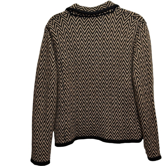 Norton Mcnaughton Womens Size M Chevron Button Down Sweater Jacket With Lining - Picture 4 of 7